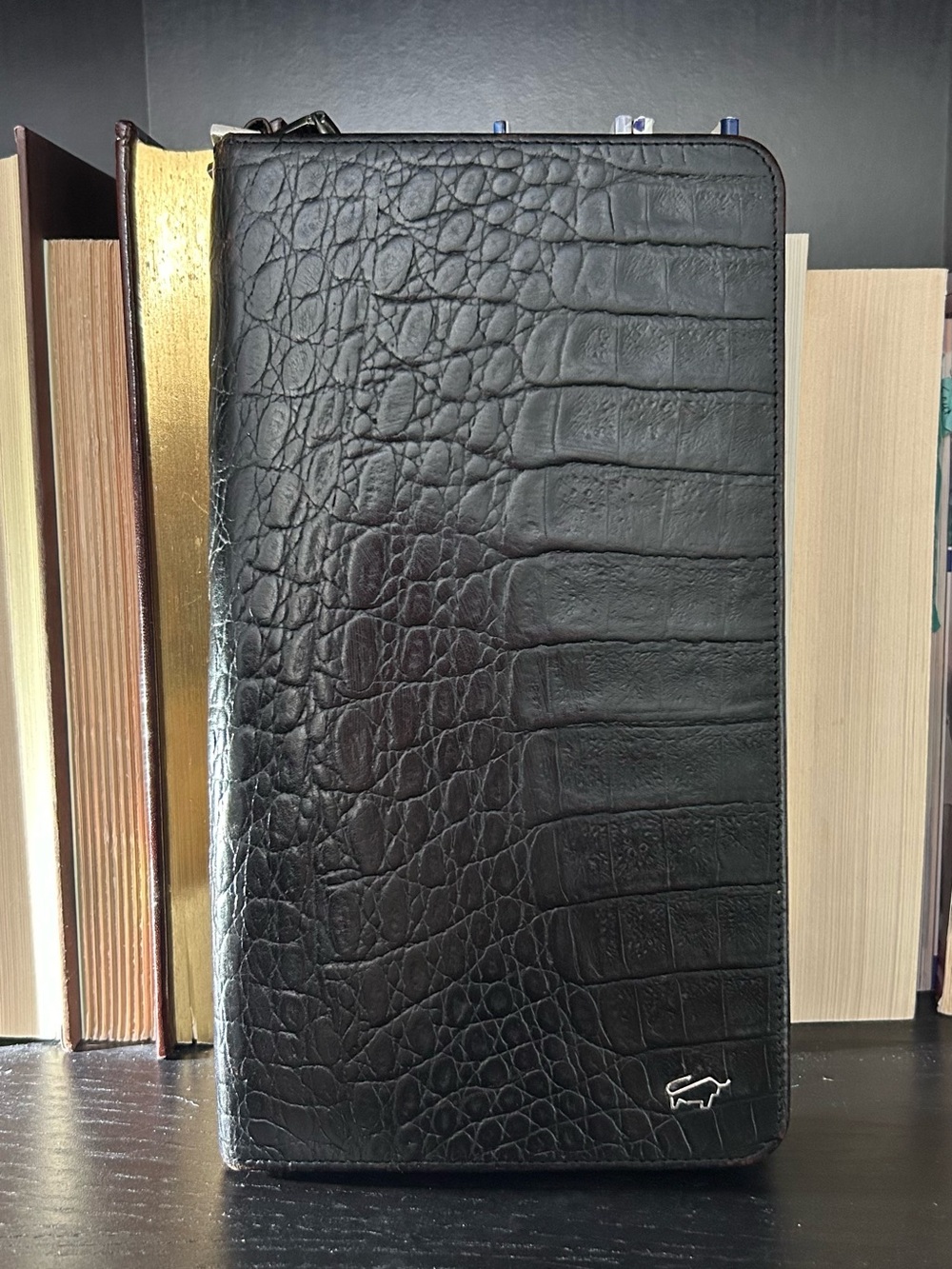 BRAUN BUFFEL- Kreditkarte Men's Croc-Embossed Zip Wallet Travel Case/Wallet